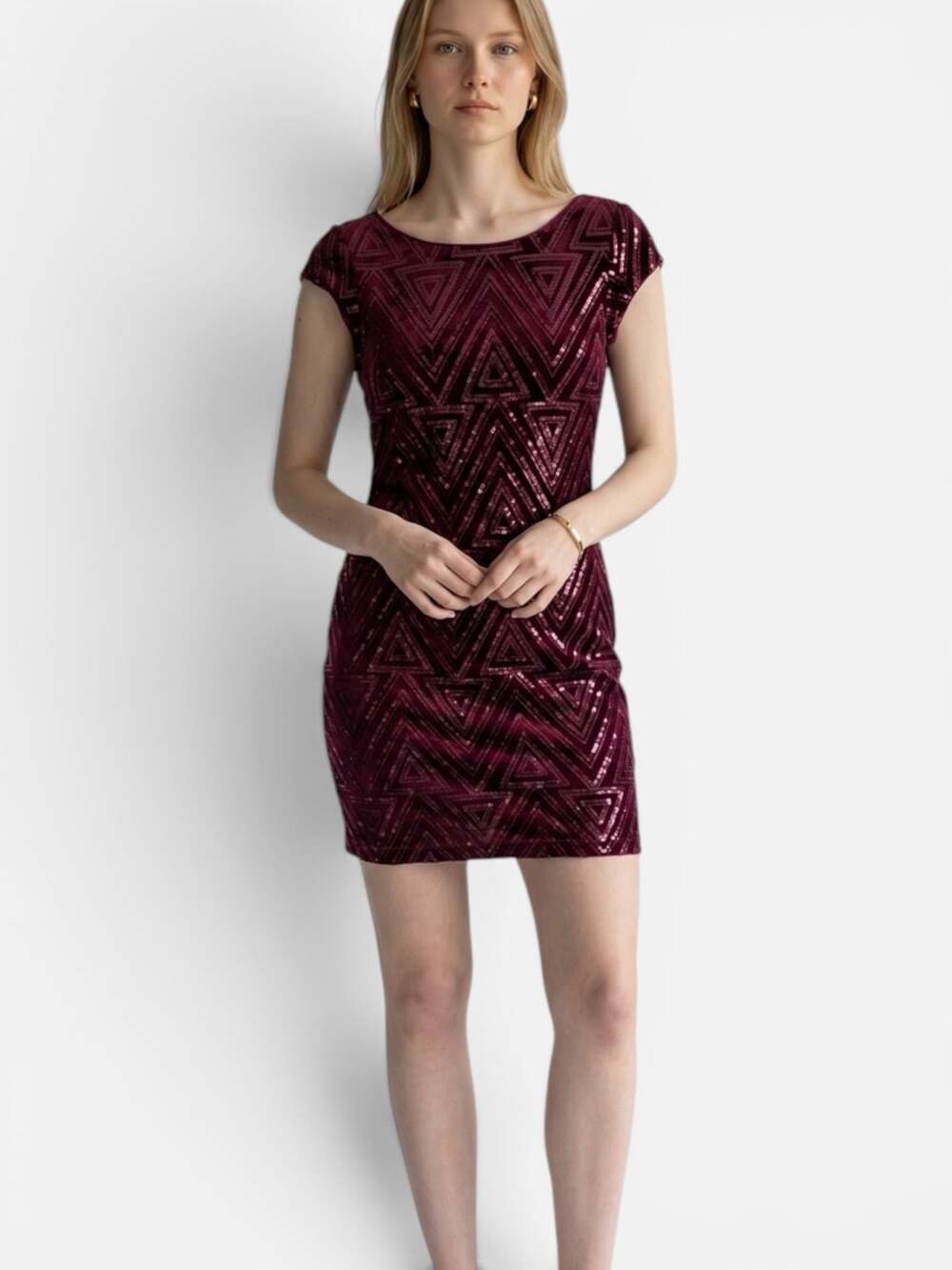 Eliza J Velvet Sequin Geometric Mini Dress Size 2